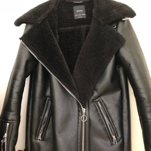 Bershka Faux Shearling Leather Jacket